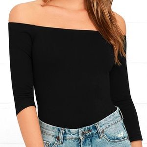 LULUS 'S Black off the shoulder bodysuit
